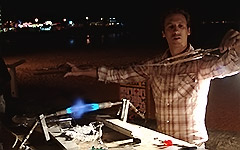 Cristal soplado a cargo de Fabian Pazo en el Pseo de Silgar haciendo una demostración de cristal y fuego.